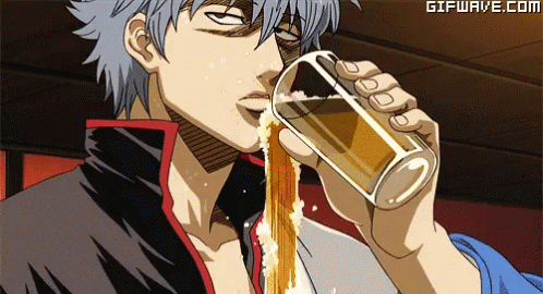 Gintoki Spilling Beer GIF - Gintoki Anime Animation GIFs