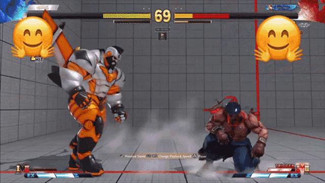 a video game is being played with the number 69 on the scoreboard