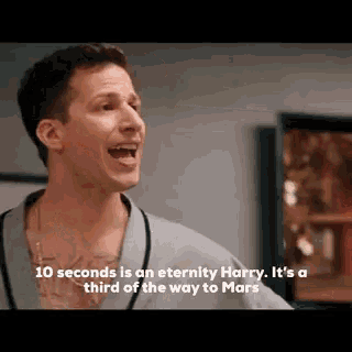 a man in a robe says " 10 seconds is an eternity harry "