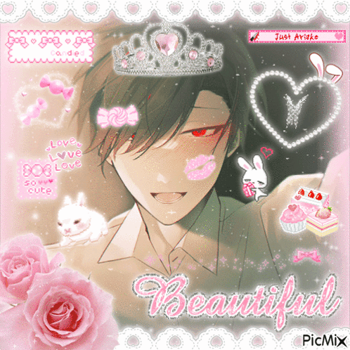 a picture of a boy with a crown and the words beautiful on it