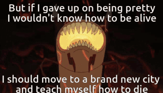 a cartoon of a monster with a quote about how to be alive