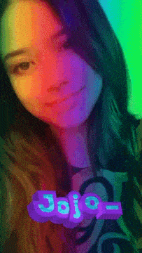 a girl with the name jojo written in purple