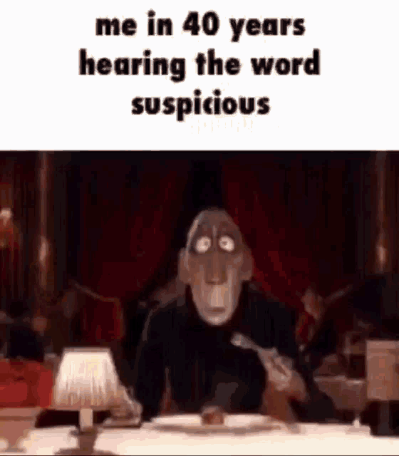 a cartoon character is sitting at a table with a fork in his hand and eating .