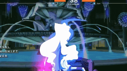 a video game screen shows a silhouette of a woman and says 3rd clause