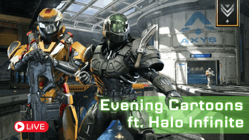 an advertisement for halo infinite shows two soldiers