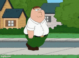 peter griffin from family guy walking down the street
