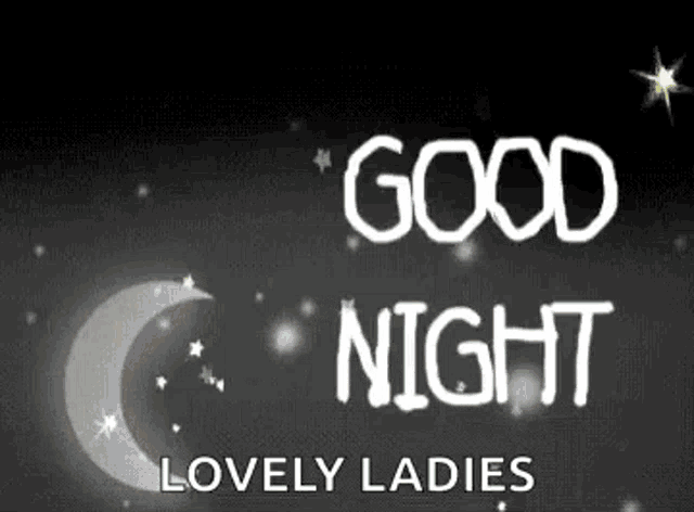 a good night greeting card with a crescent moon and stars