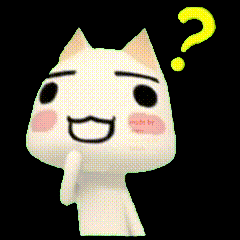 a cartoon cat with a yellow question mark above its head