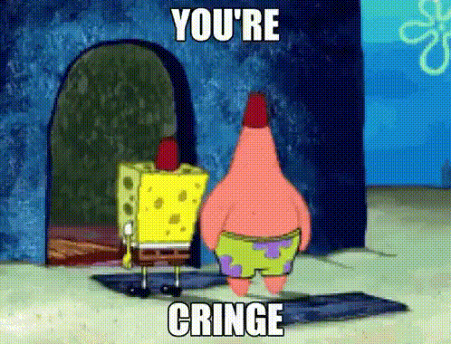 spongebob and patrick from spongebob squarepants are standing next to each other in front of a door and talking .