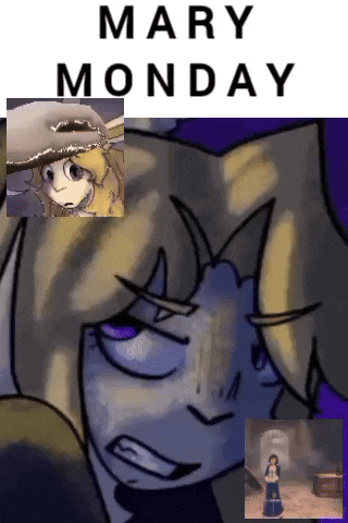 a poster that says mary monday with a cartoon character on it