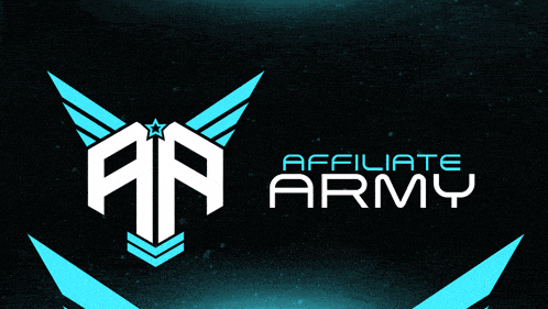 a logo for the affiliate army with a blue background