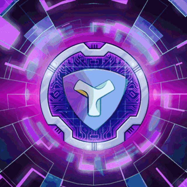 a shield with the letter y on it in a purple circle