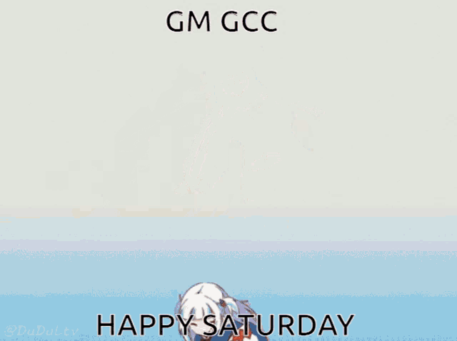 a cartoon drawing of a girl with pink hair and the words happy saturday