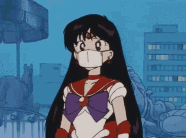 a cartoon character wearing a mask and a sailor moon uniform