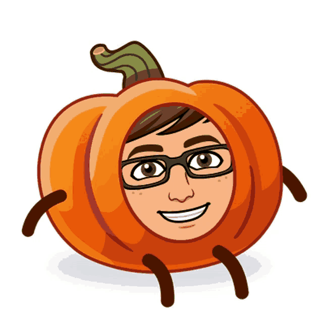a cartoon of a man dressed as a pumpkin with arms and legs
