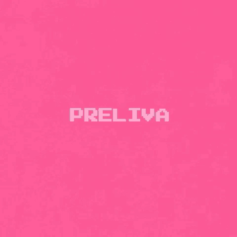 a pink background with the word previva in white letters .
