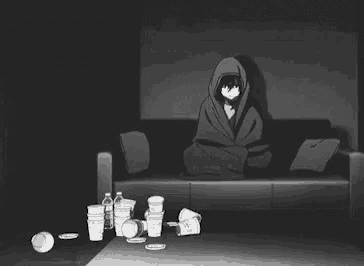 a black and white drawing of a person laying on a couch with the words necesito amigos above him .