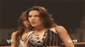 two women are standing in a wrestling ring with a usa logo on their arm .