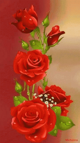 a bunch of red roses on a red background