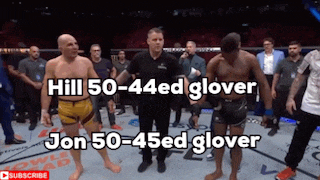 two men in a boxing ring with the words hill 50-44ed glover jon 50-45ed glover on the bottom