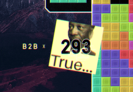 a tetris game with a picture of a man and the number 293 true