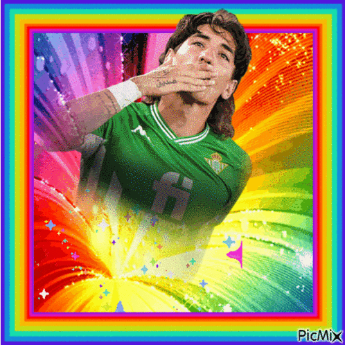 a picture of a man in a green shirt with the word fi on it