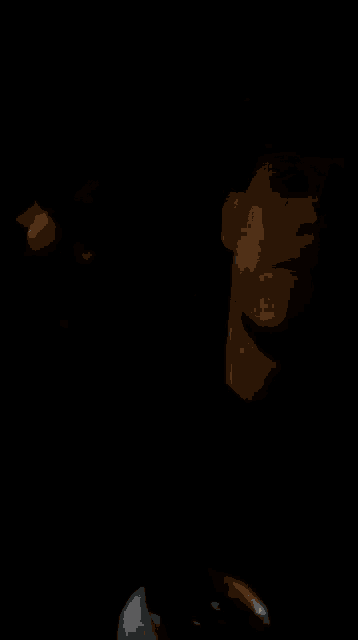 a blurry picture of a man in a dark room with a candle in his hand