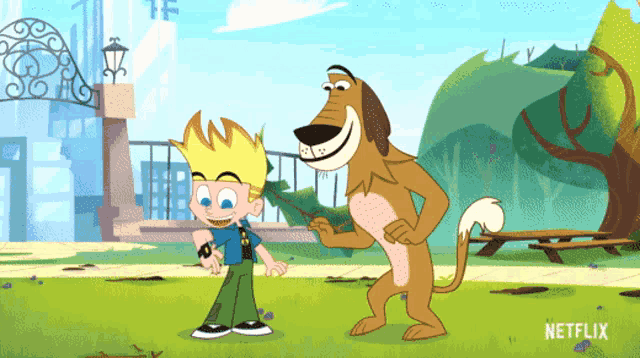 a cartoon of a boy and a dog with the word netflix on the bottom right