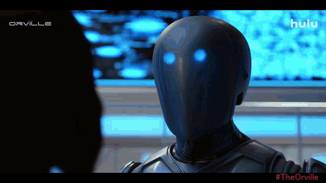 a robot with blue eyes and the word orville on the bottom