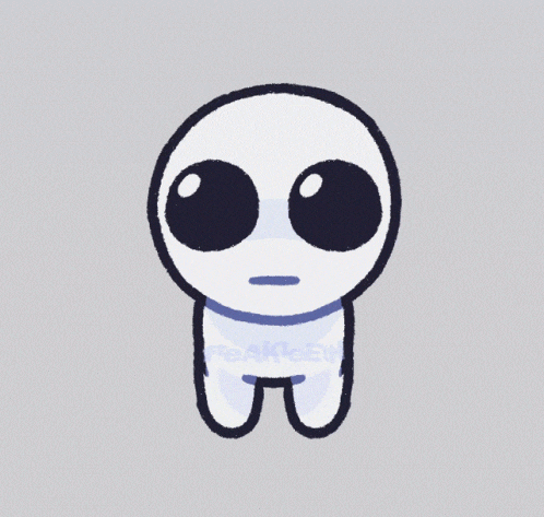 a drawing of a white cartoon character with a large eye