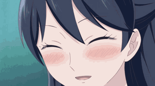 a close up of a girl 's face with her eyes closed and her mouth open