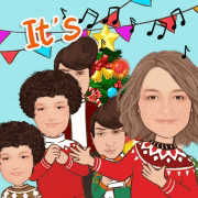 a cartoon of a family with a christmas tree in the background and the words it 's on the bottom