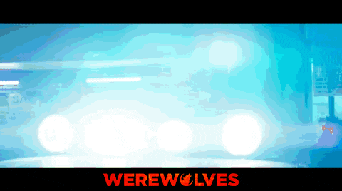 a blue background with the word werewolves in red letters