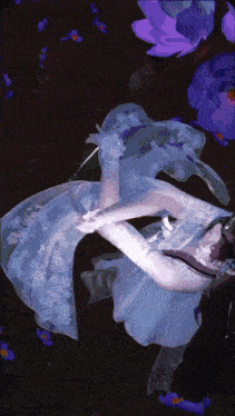 a painting of a woman in a blue dress