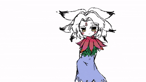 a drawing of a girl with a flower on her head and the number 1 on her back