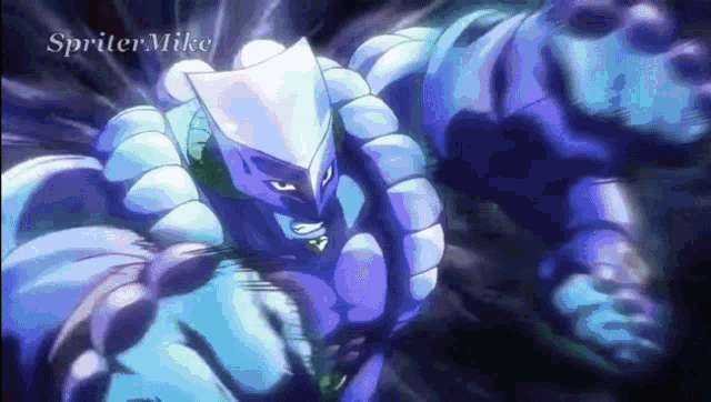a spriter mike animated image of a purple and white monster