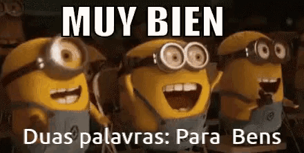 a group of minions are standing next to each other with the text muy bien