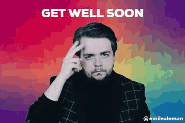 a get well soon greeting card with a man