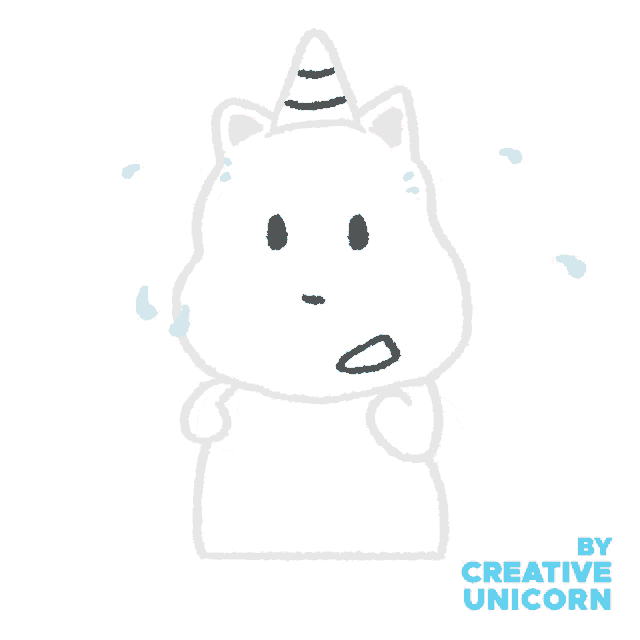 a drawing of a white unicorn with the words by creative unicorn on the bottom