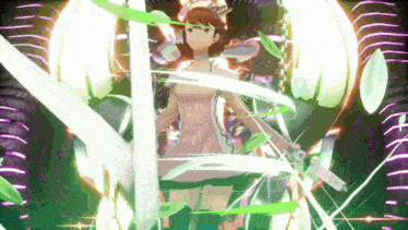 a woman in a pink dress is holding a sword
