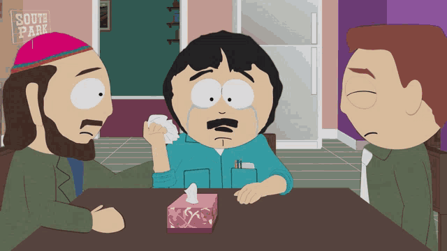 a cartoon of randy from south park crying
