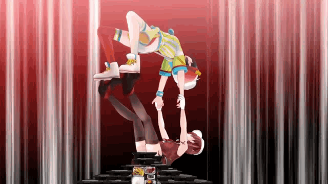 a girl is holding another girl 's hand in a video game