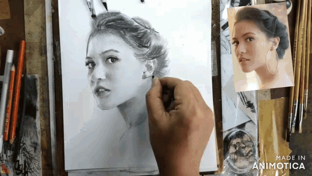 a drawing of a woman is made in animoto