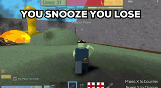 a video game says you snooze you lose on the screen