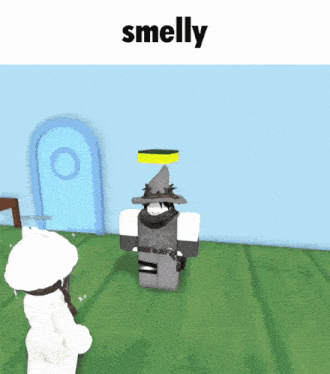 a screenshot of a video game with the word smelly on the top