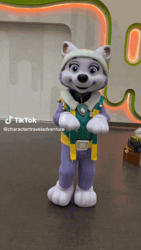 a tiktok video of a paw patrol character dancing