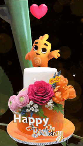 a birthday cake with flowers and the words happy birthday