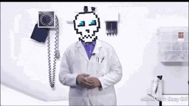 a doctor wearing a skull mask is dancing in a hospital room