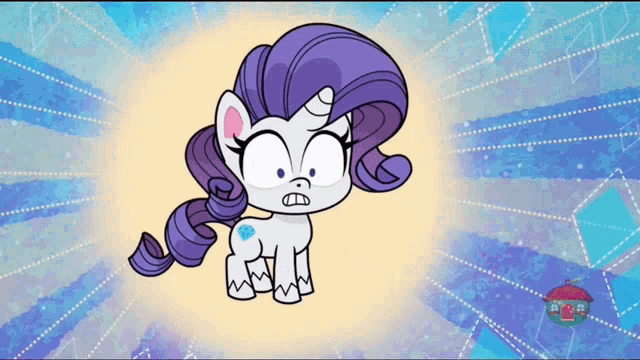 a cartoon of a pony with purple hair and a diamond on her tail