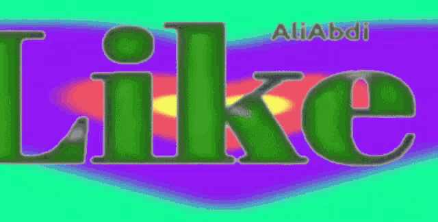 the word like is written in green on a yellow and pink background